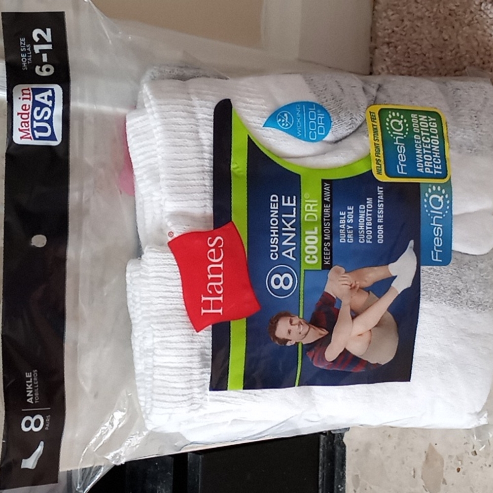Hanes men's cool dry ankle socks